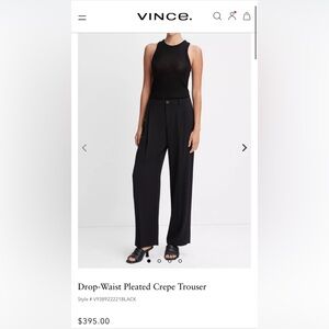 Vince Drop-Waist Pleated Crepe Trouser
